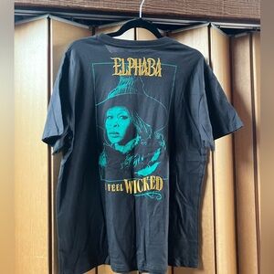 Elphaba (Size S) I Feel Wicked Embroiderd Black Tee Shirt Top WOZ